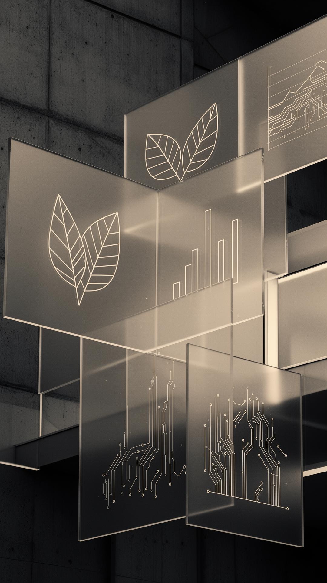 Layered translucent panels representing brand, ESG, and digital systems Paul bridges